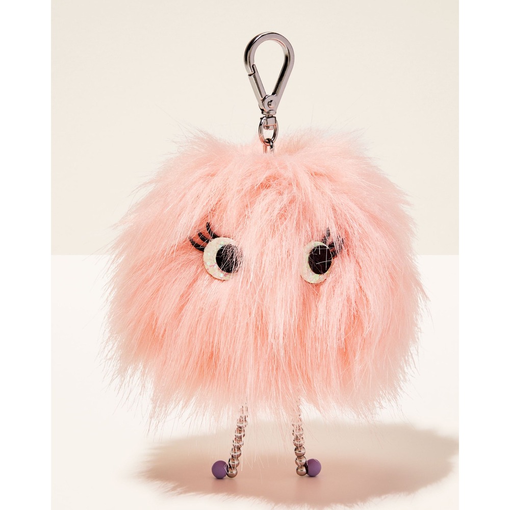 NEW Bath & Body Works Pink Pom Friend PocketBac Holder Fuzzy Bag Charm Keychain